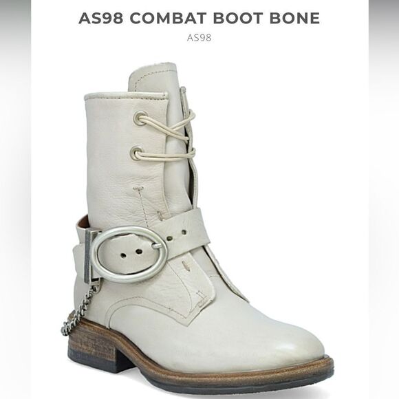 NWOT A.S 98 Faust Combat Ankle Boot Bone Color - Picture 2 of 8